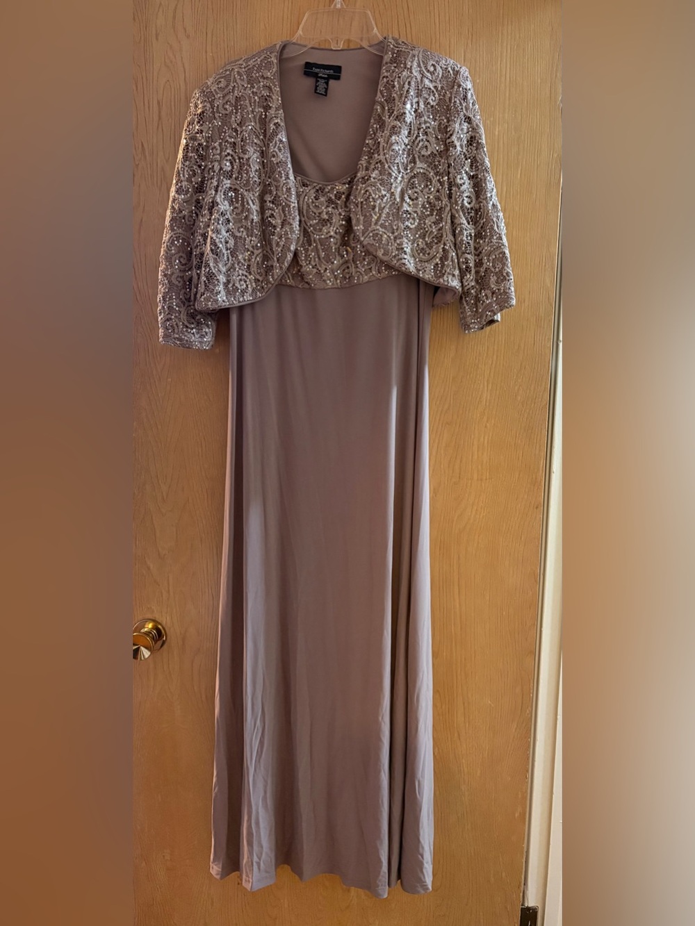 R&M Richards Mauve Beaded Bolero Formal Dress